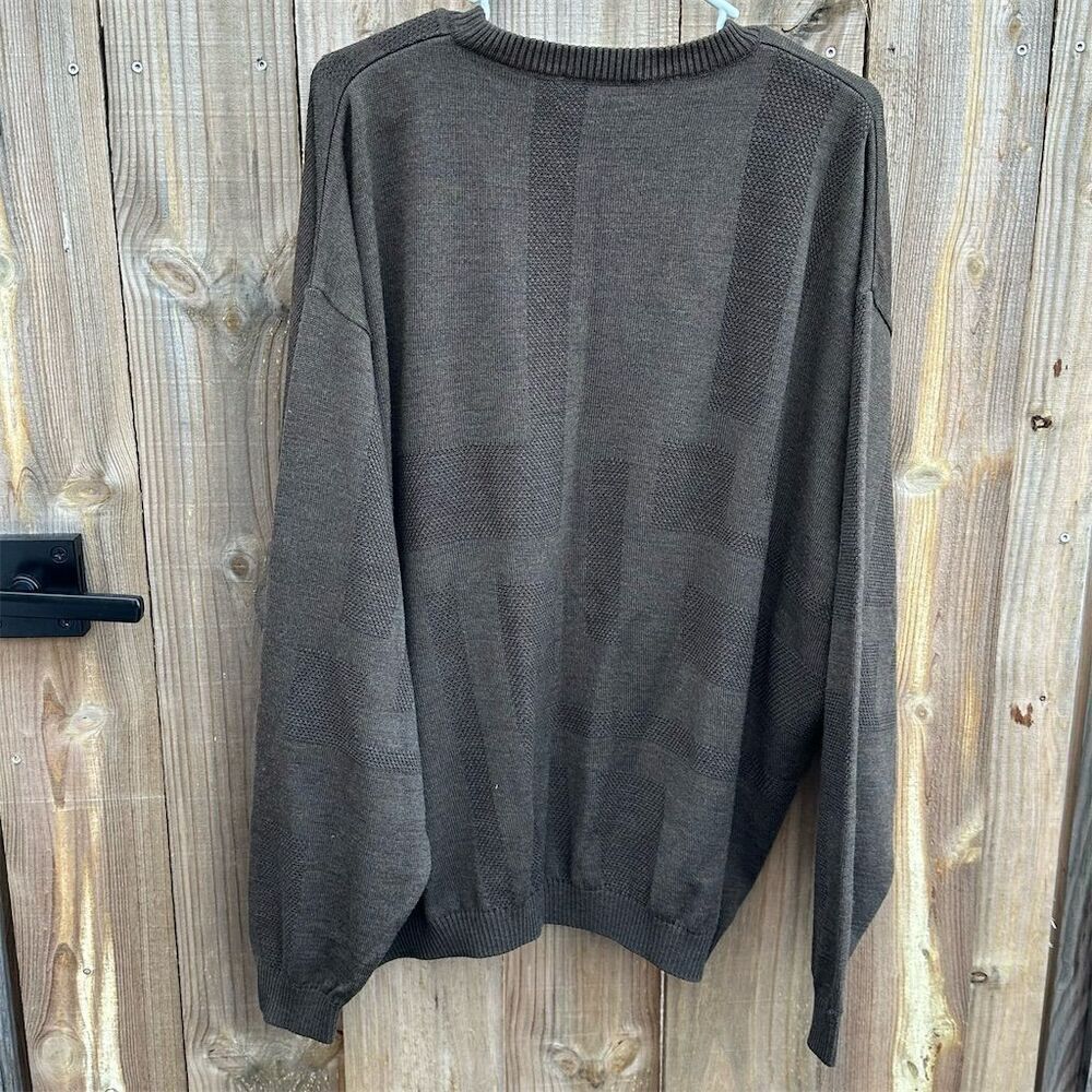 St. Croix Men's Vintage Chunky-Knit Brown Wool Sweater 2XL Pullover Casual